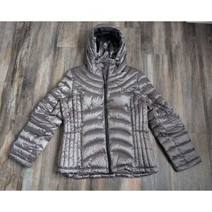 Women's XL Andrew Marc Packable Lightweight Premium Down Jacket Coat Silver Gray